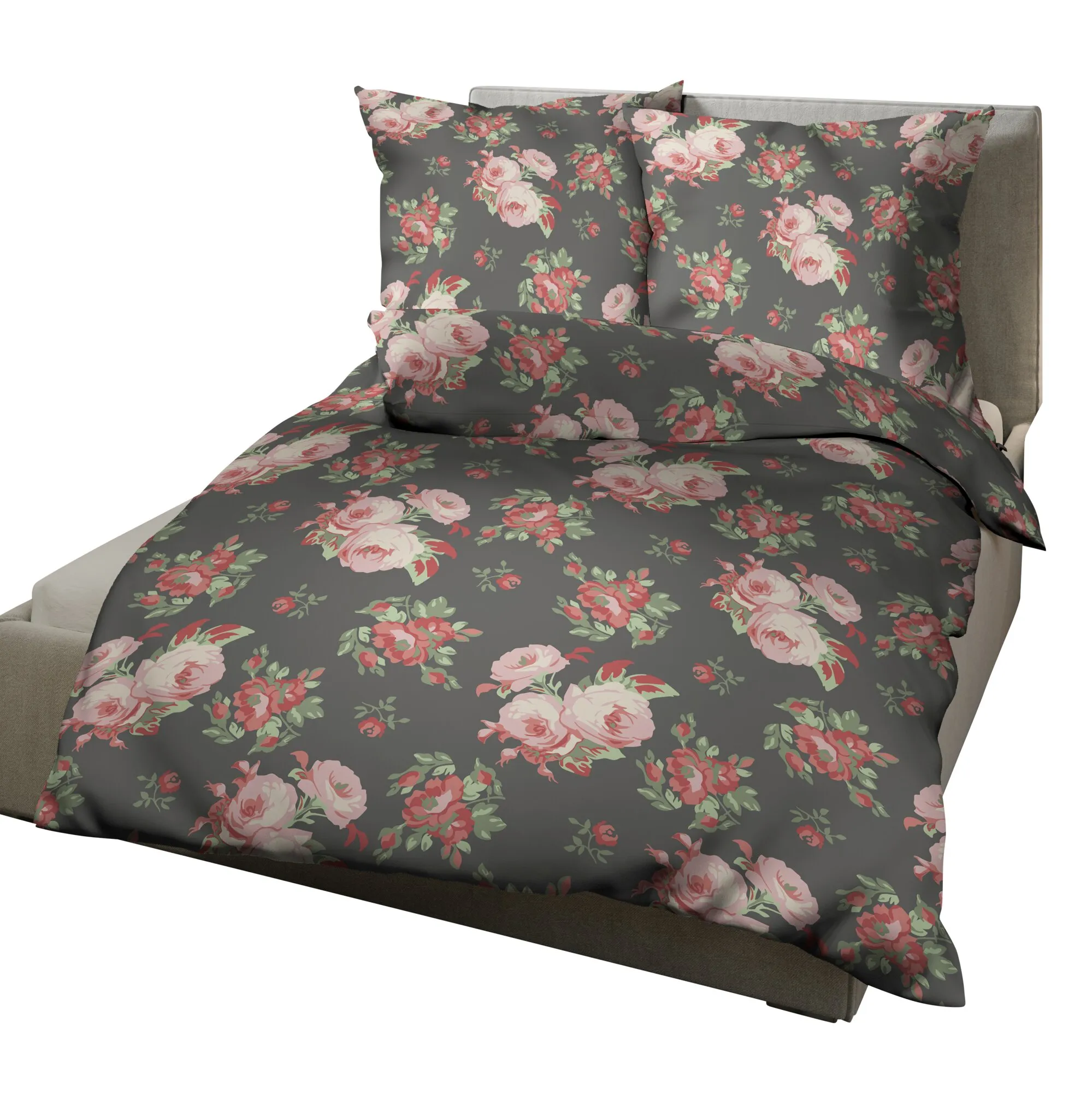 Baumwoll-Bettwäsche mit Rosen-Muster
