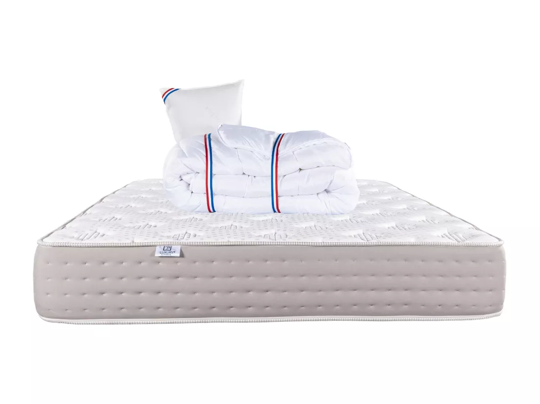 Matelas 90x190 cm, Dreamlux, 26 cm , ressorts ensachés + Oreiller + Couette