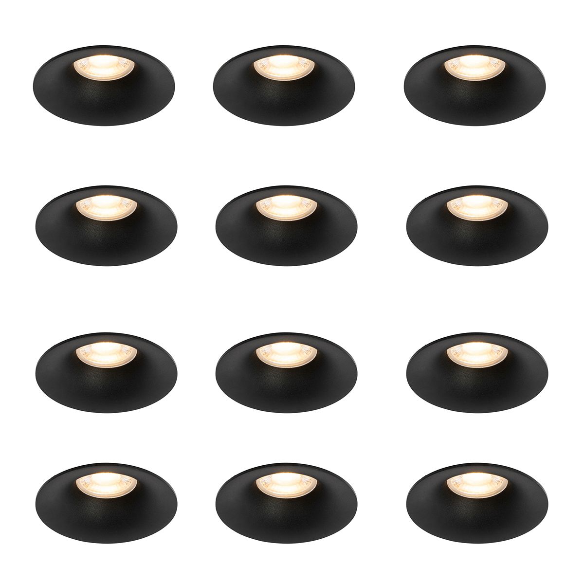 Set van 12 inbouwspots zwart GU10 50mm - Gijs