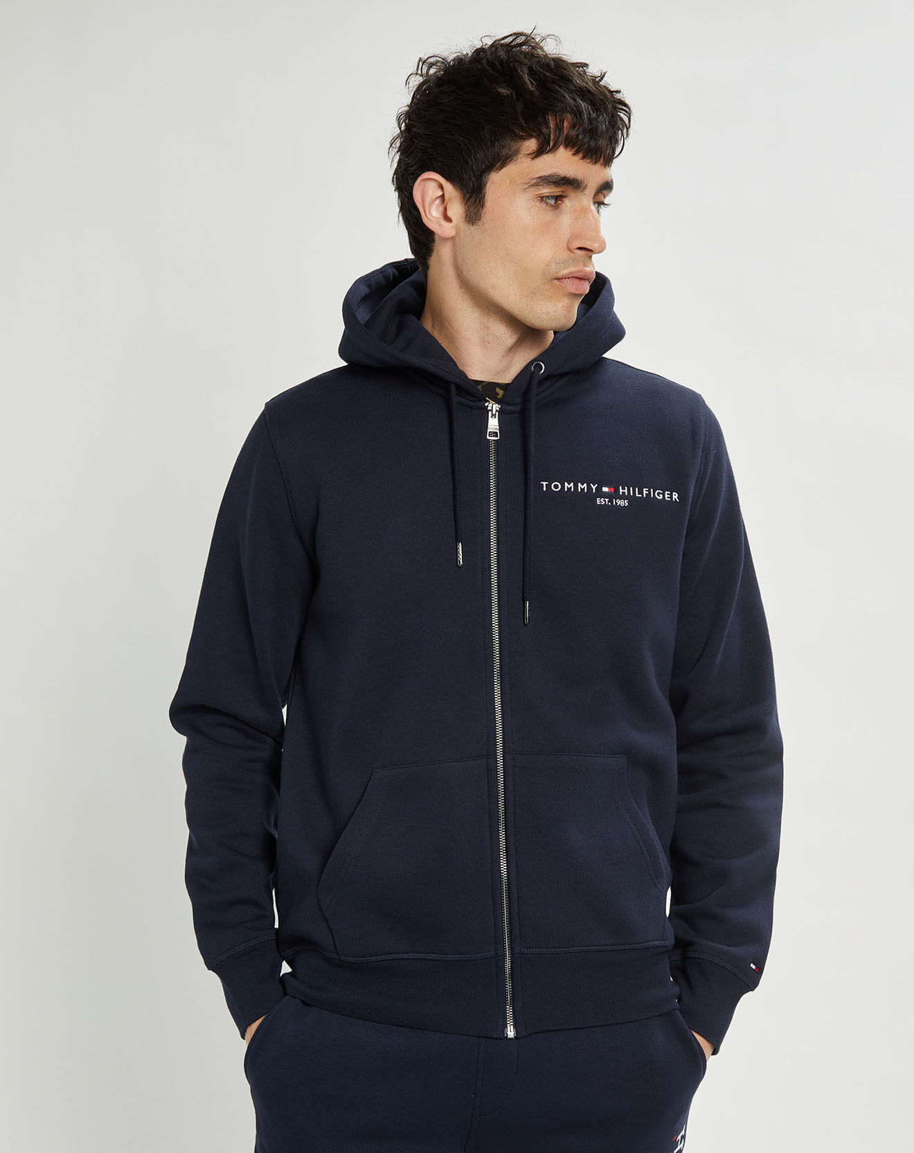 Tommy Hilfiger Sweat à capuche zippé Tommy Logo bleu marine