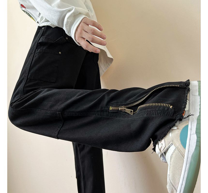 Koiyua - Mid Rise Zip Detail Wijde Broek