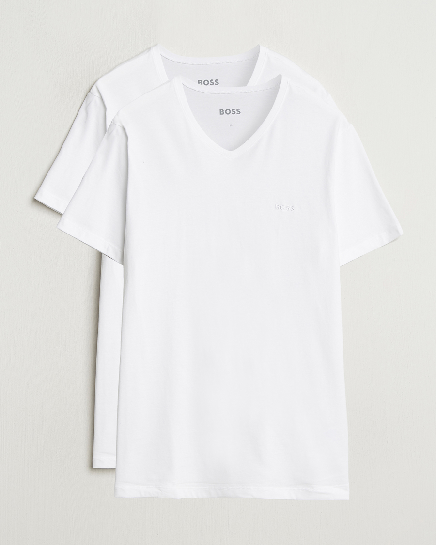 BOSS BLACK 2-Pack Relaxed Fit V-Neck T-Shirt White