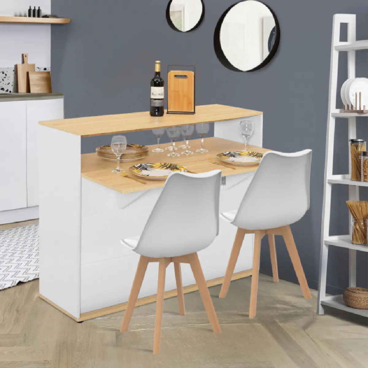 Idmarket Meuble Bar Vito - Bois Blanc