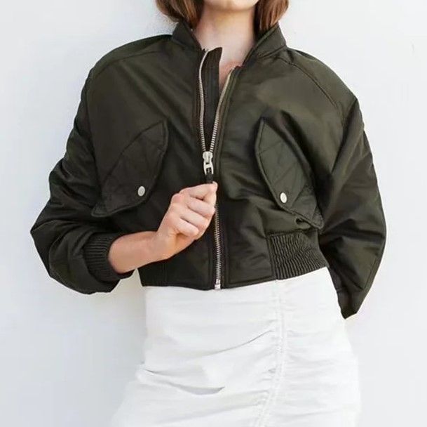 Reknovine - Lange mouwen effen cropped bomberjack