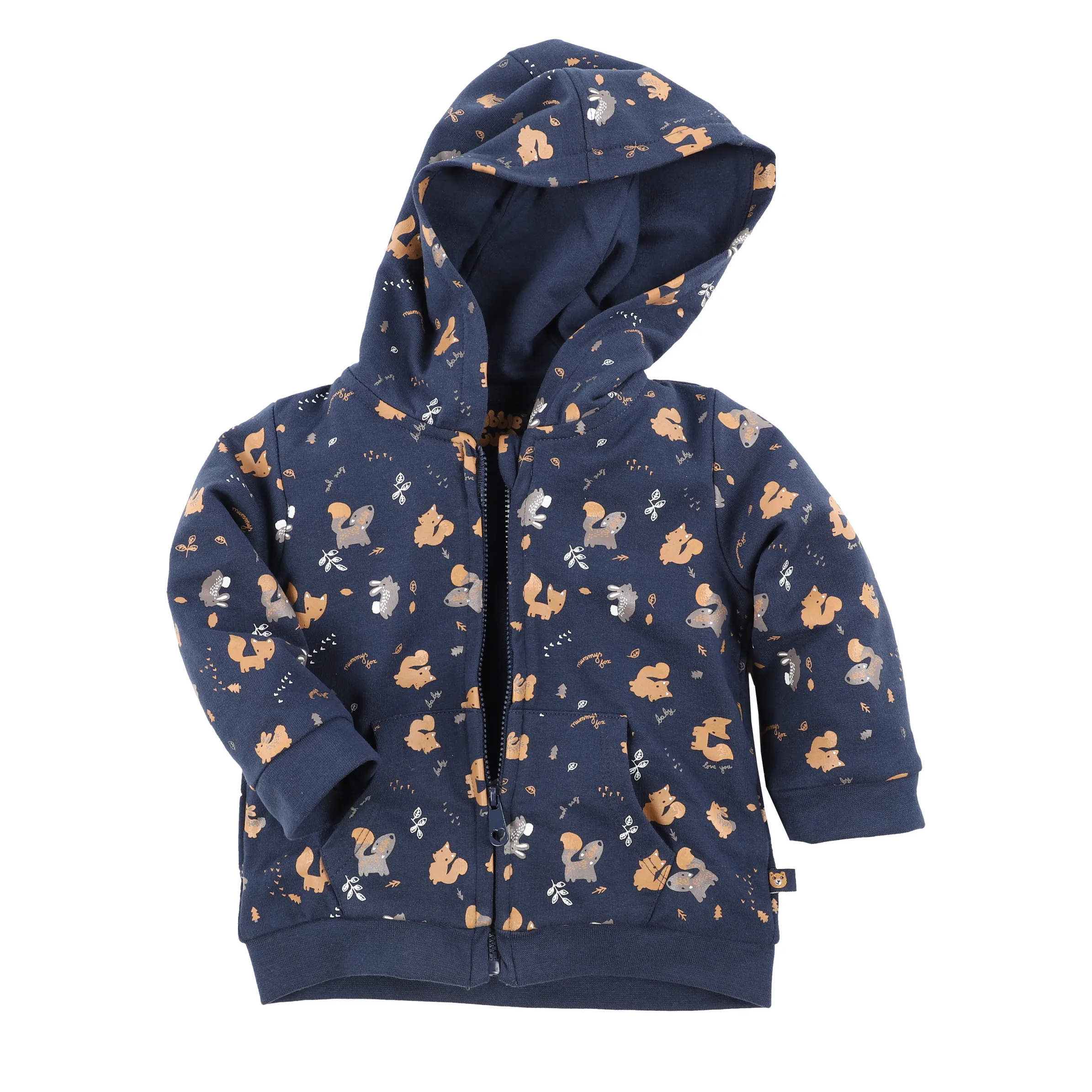 Baby Sweatjacke mit Kapuze und Alloverprint
