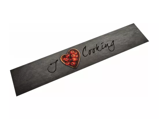 Tapis de cuisine lavable texte Cooking 60x300 cm velours