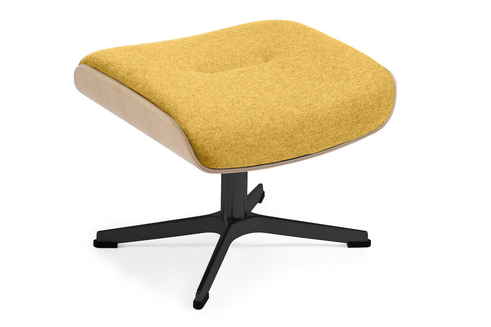 Air krakk høy I tekstil Sheford 1383-17 Mustard, høy standard svingfot sort alu. Skrog i ubehandlet eik