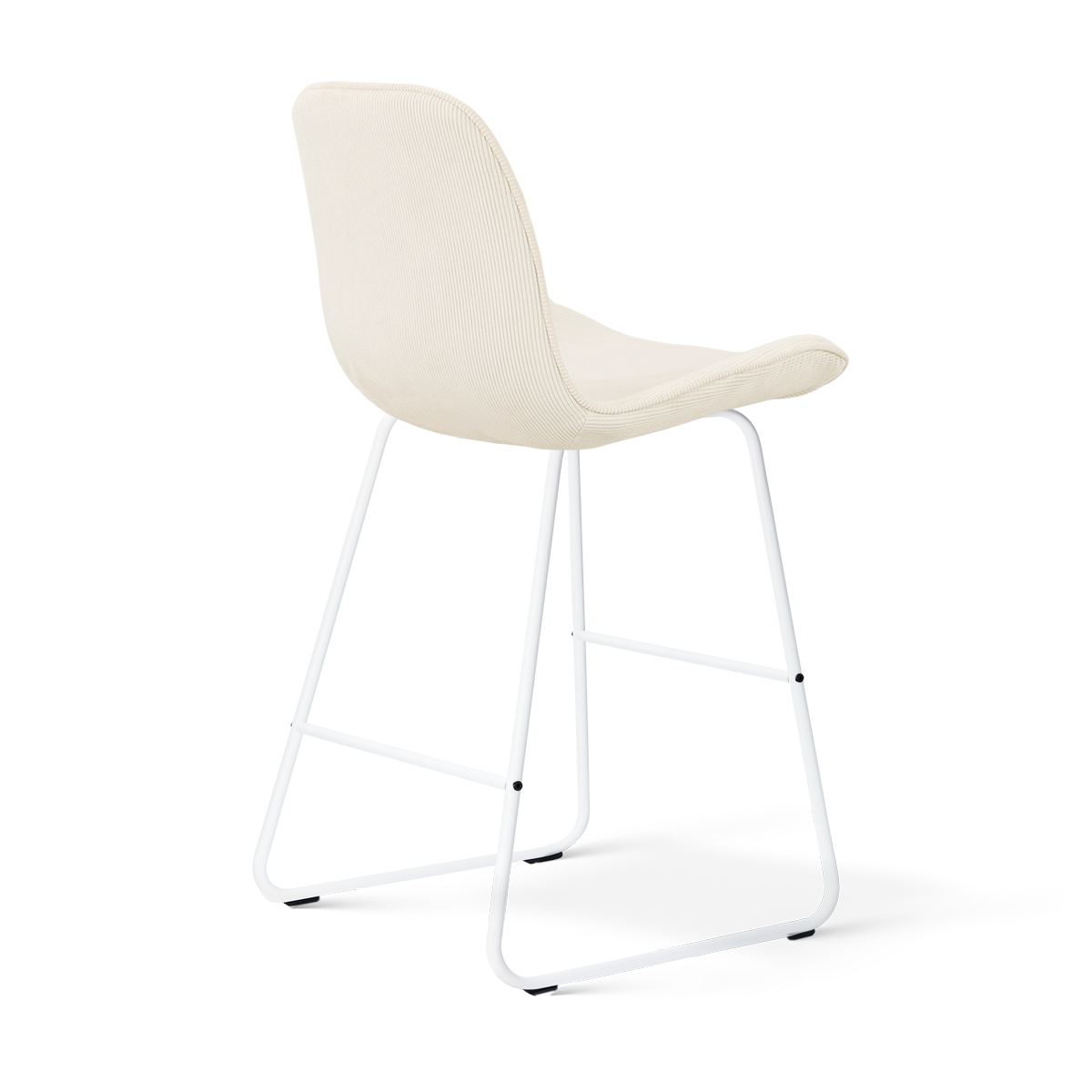 Barkruk Nino-Fé wit onderstel rib beige 65 cm