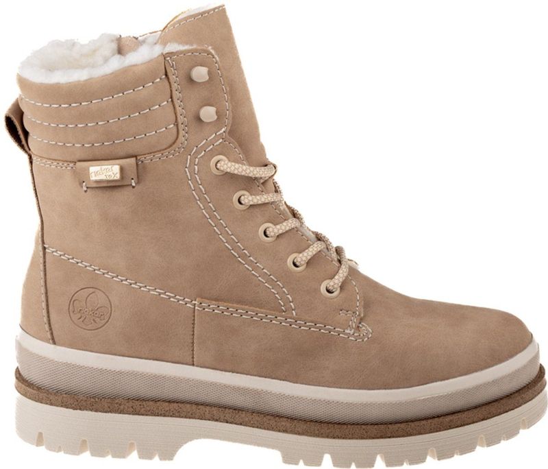 Rieker - Veterlaarsjes - Beige - Imitatieleder - Met Plateau