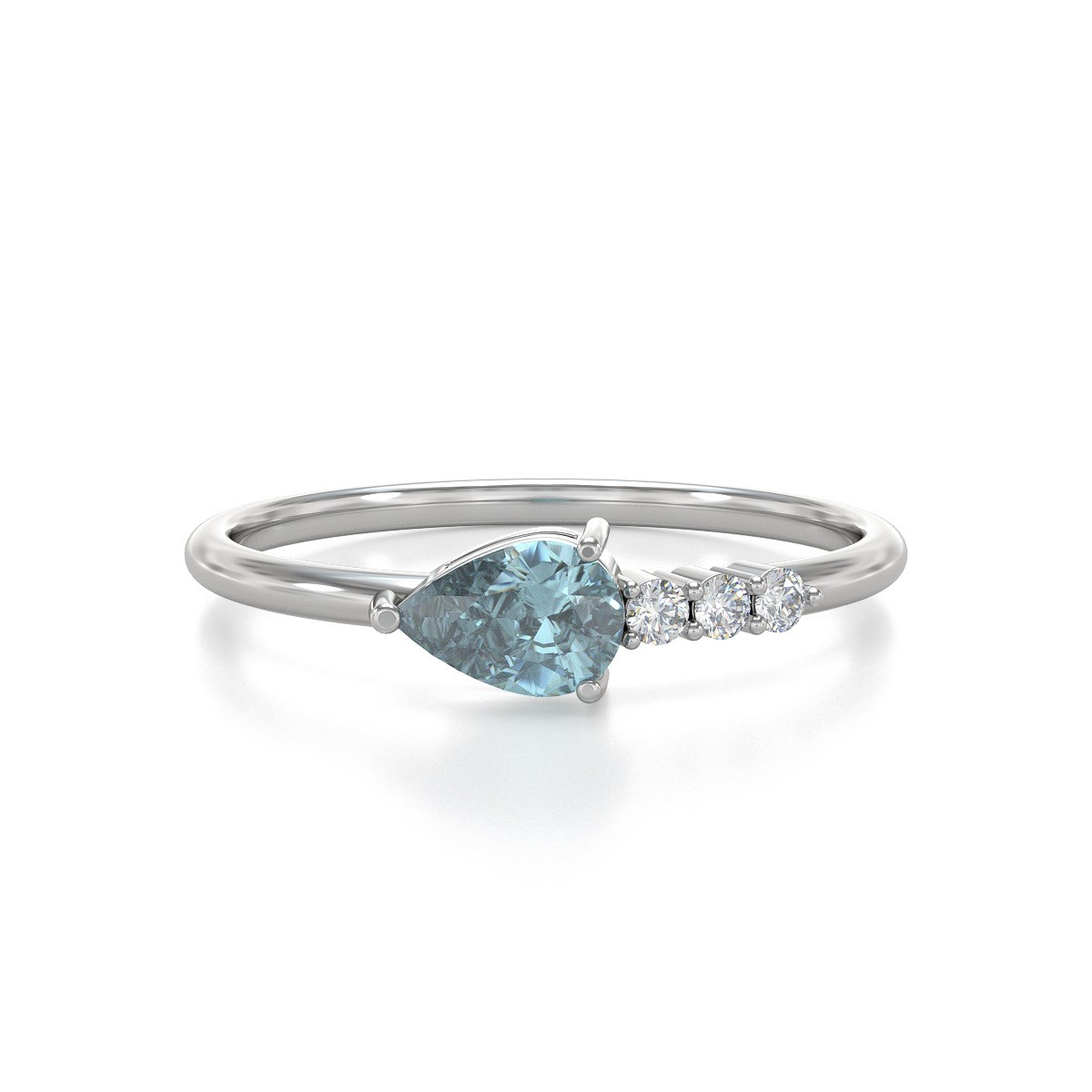 Bague Aigue-Marine et diamants sur Argent 925 1.176grs