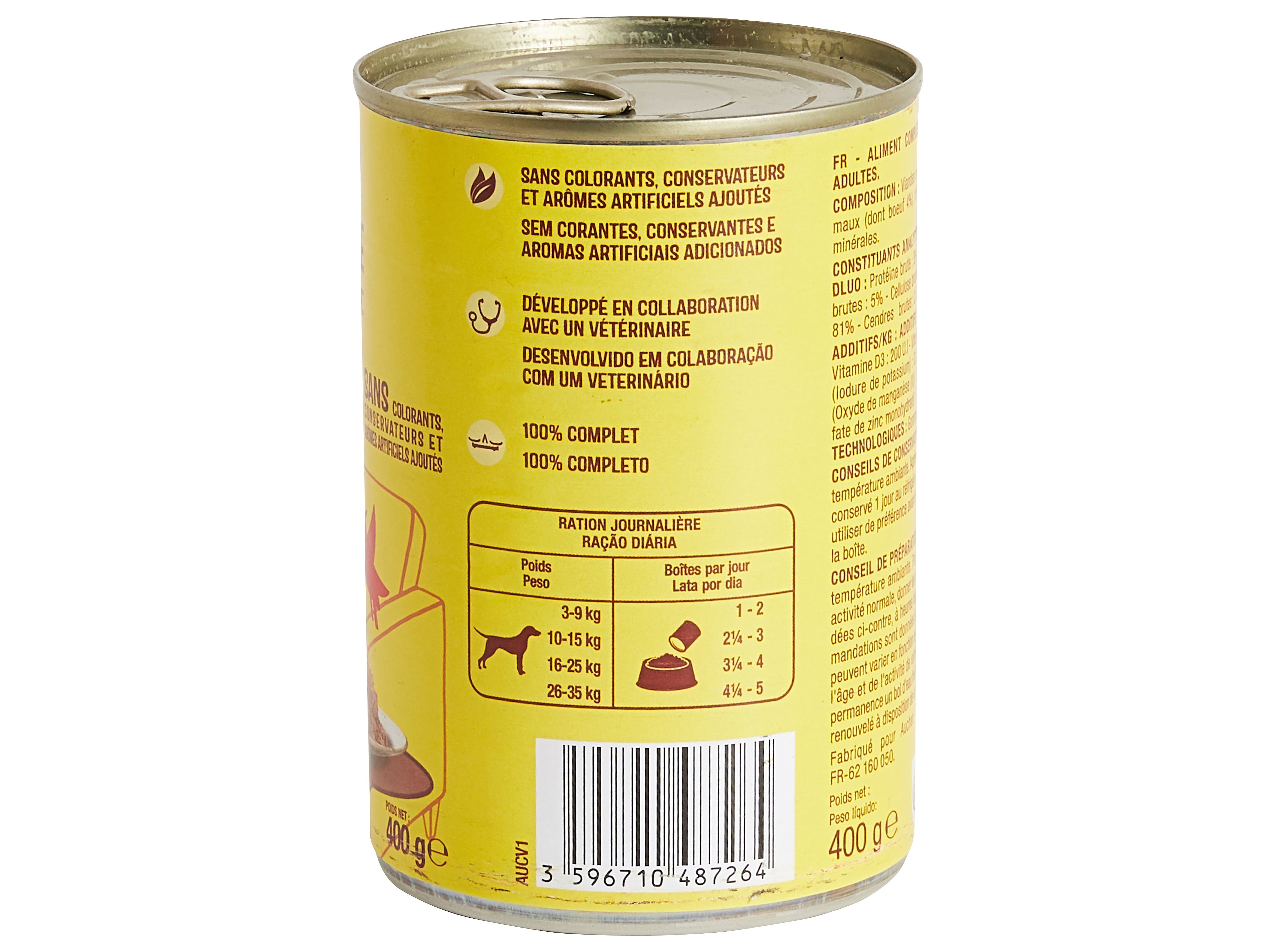 COMIDA HÚMIDA PARA CÃO AUCHAN TERRINA VACA 400 G