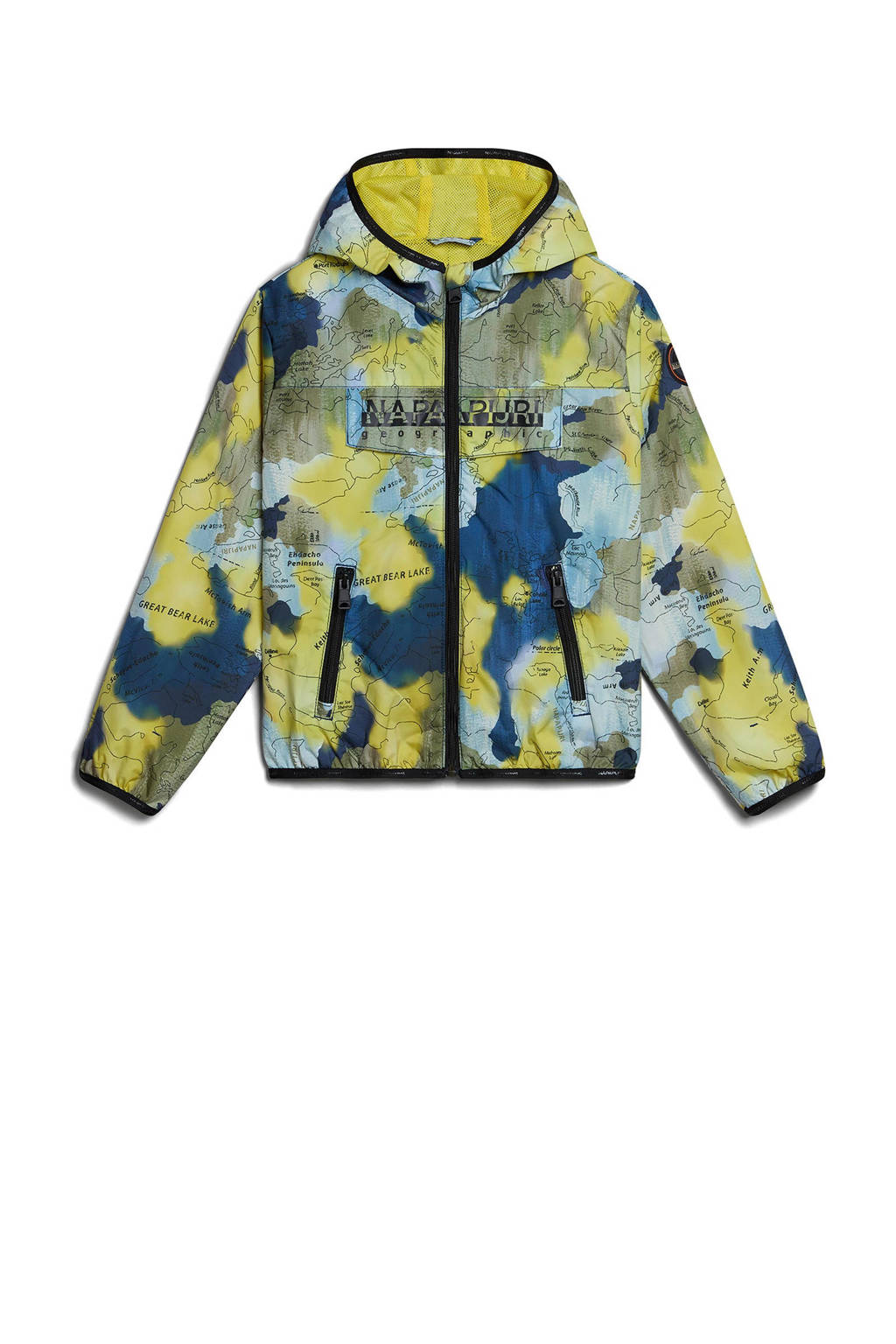 Napapijri zomerjas met camouflageprint donkerblauw/geel/groen