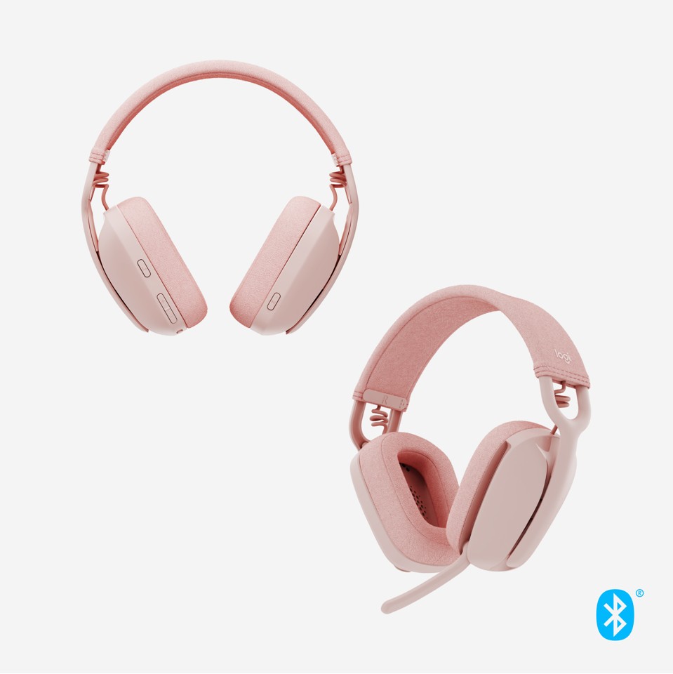 Logitech Zone Vibe 100 Trådløse over-ear letvægtshøretelefoner med støjreducerende mikrofon - ROSE
