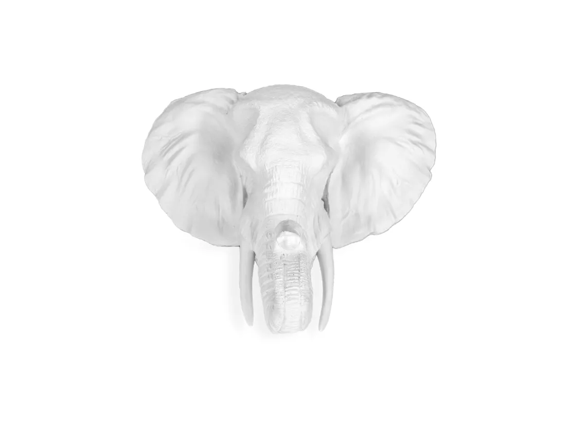 Tête d'éléphant – Résine Blanc