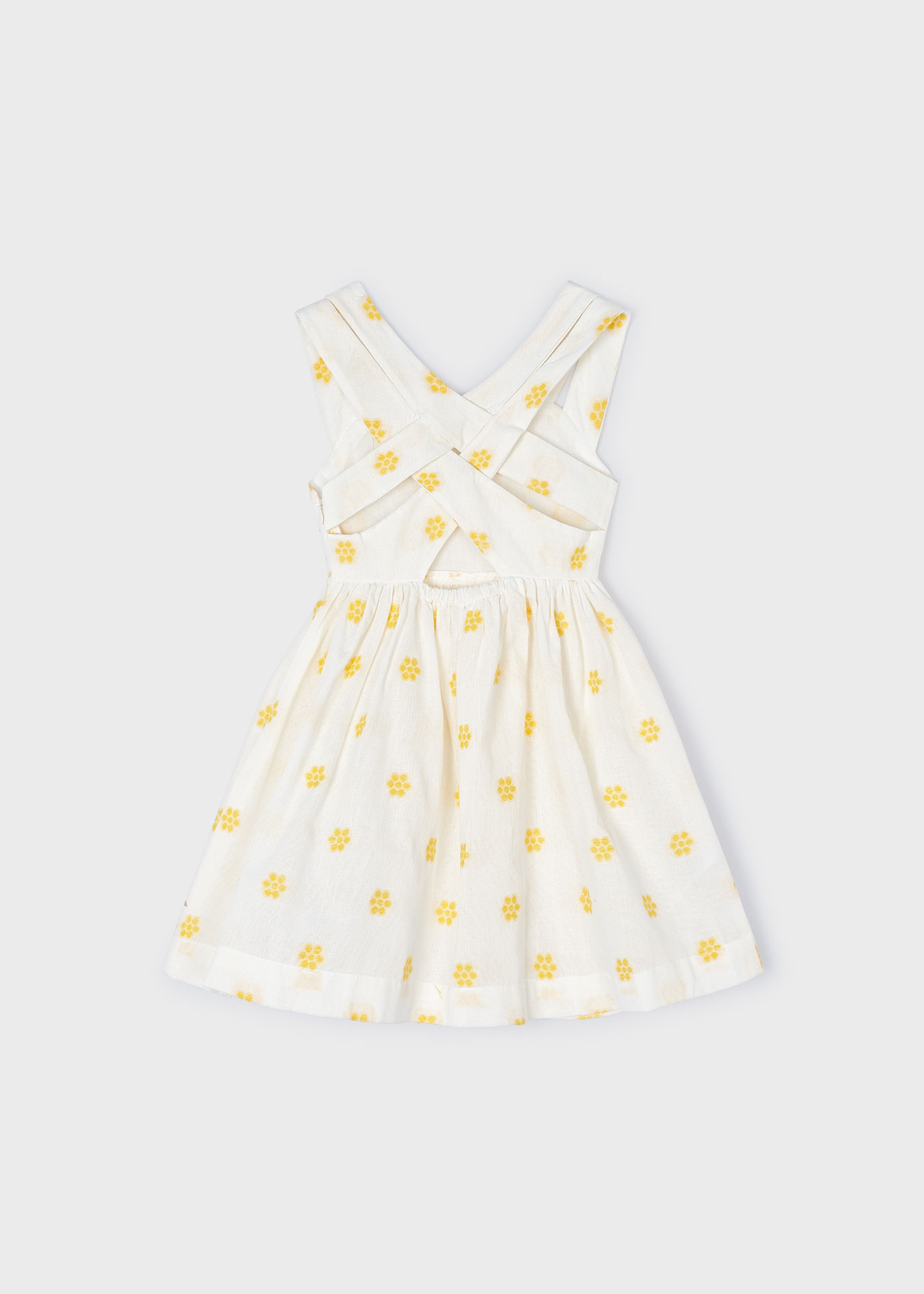 Vestido branco floral jacquard para meninas