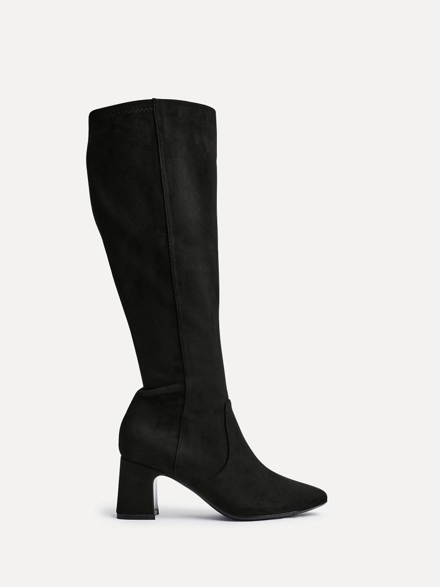 Zwart - Linzi Slate Stretch Knee High Block Heel Boots