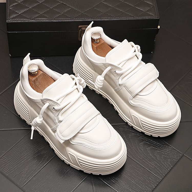 Mr Ozera - Effen veterschoenen met plateauzool