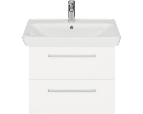 Pelipal Sunline 105 badkamermeubelset (B x H x D 69 x 200 x 48,5 cm), hoogglans witte fronten, met keramische wastafel, badmeubel en spiegelkast met LED-verlichting