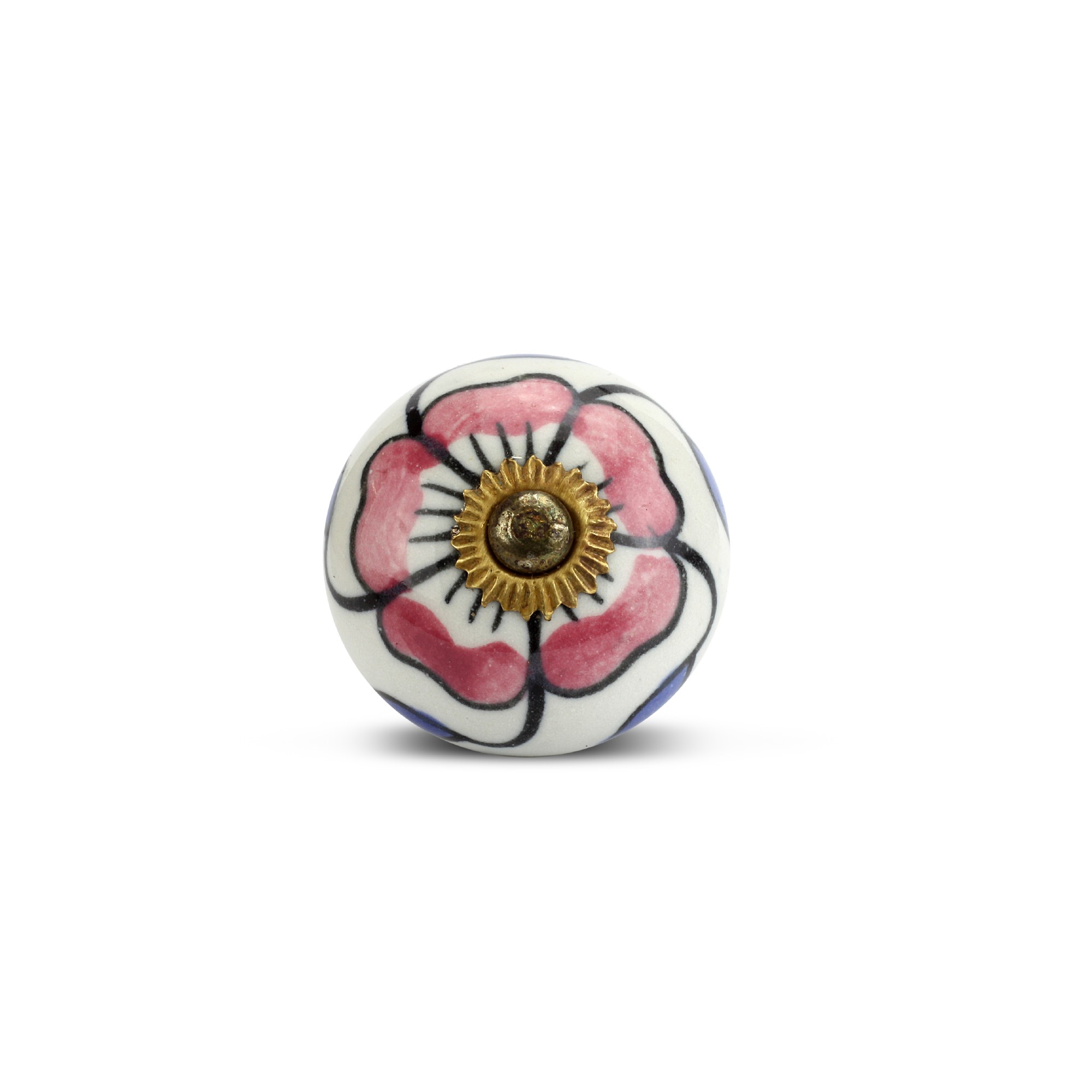 Keramik-Knauf rund, weiß/rosa/blau, Ø 3,8 cm, L 2,5 cm günstig bestellen