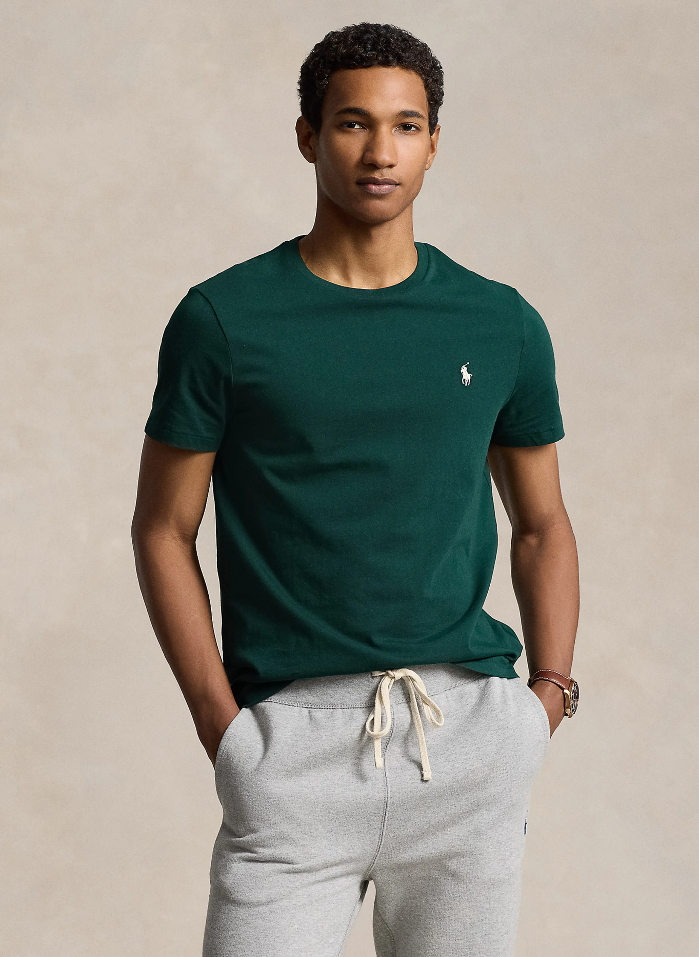 Tee-shirt col rond regular-fit en coton | Vert