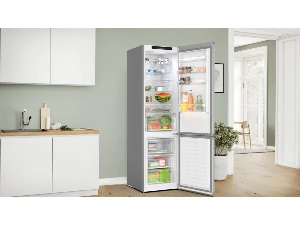 Bosch Serie | 4 KGN392LAF - Køleskab/fryser - bund-fryser - bredde: 60 cm - dybde: 66.5 cm - højde: 203 cm - 363 liter - Klasse A - rustfrit stål