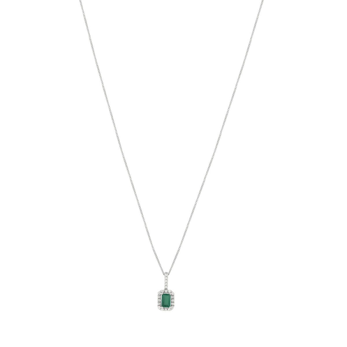 Collier MATY Or 750 blanc Emeraude et Diamants