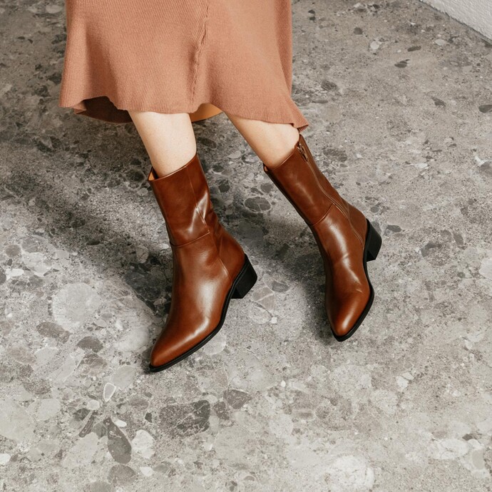 Bottines à talons  en cuir marron