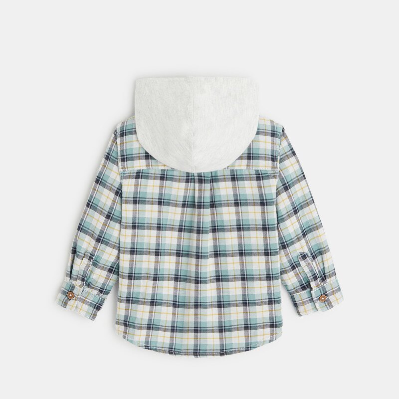 Chemise à carreaux à capuche verte bébé garçon Vert