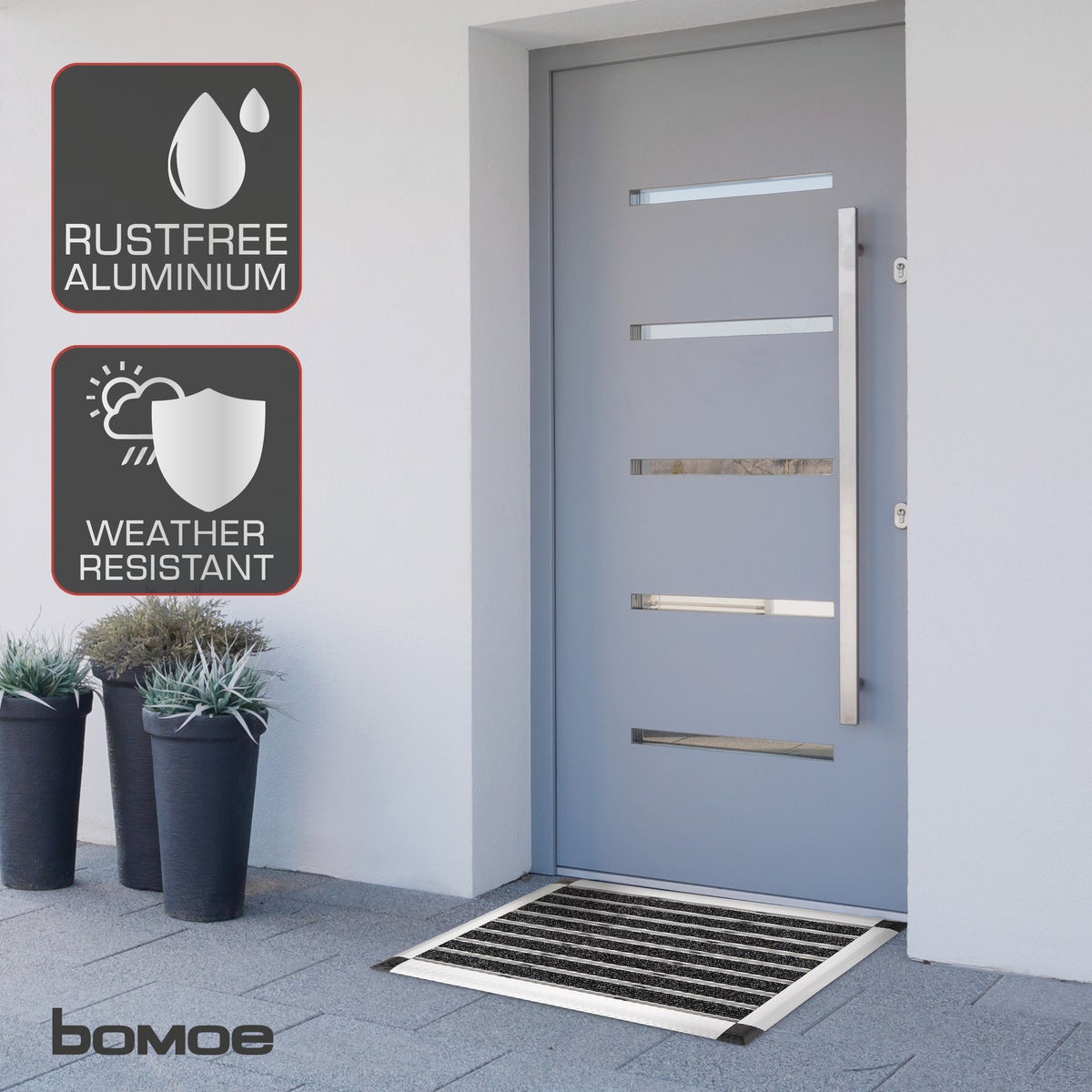 Bomoe AluGant Aluminium Deurmat L40xB60xH1.5cm Zilver