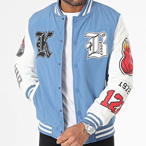 Veste Teddy Capuche Bleu Clair Blanc