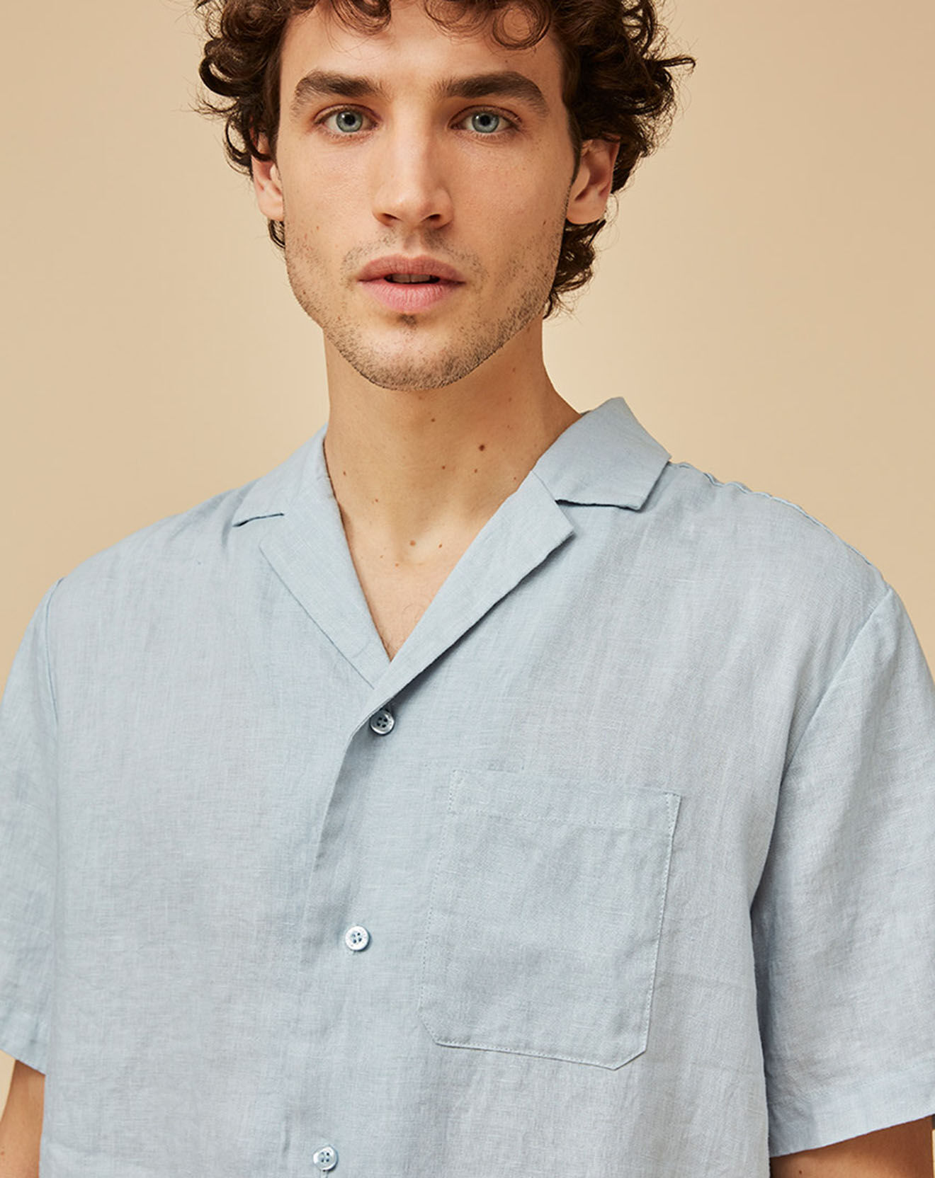 Harris Wilson Chemise Regular Fit 100% Lin Bernard azur