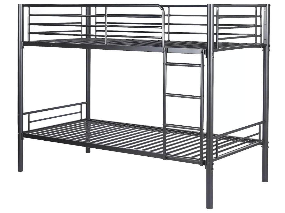 Meubles Cosy Lit superposé Lit surélevé pour 2 Personnes Sommier inclus 90 x 190 cm Métal laqué Noir Style Industriel