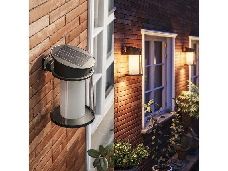 Philips Juda Wand Solar UE RD 2700K anthrazit Solar-Aussenwandleuchte mit Bewegungssensor