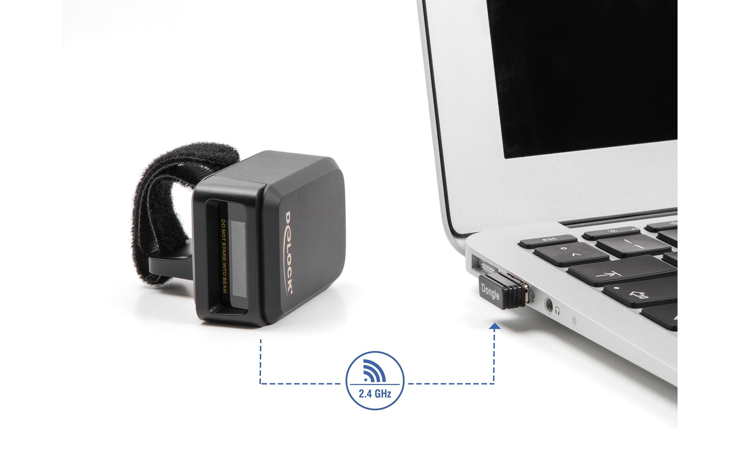 Barcode Scanner 90607<br>Barcode-Scanner mit hoher Übertragungsreichweite via 2.4 GHz oder Bluetooth