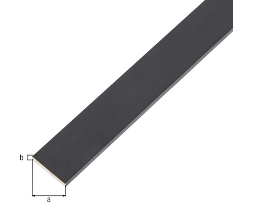 Platte staaf, zwart geanodiseerd aluminium, 20x2 mm, 1 m