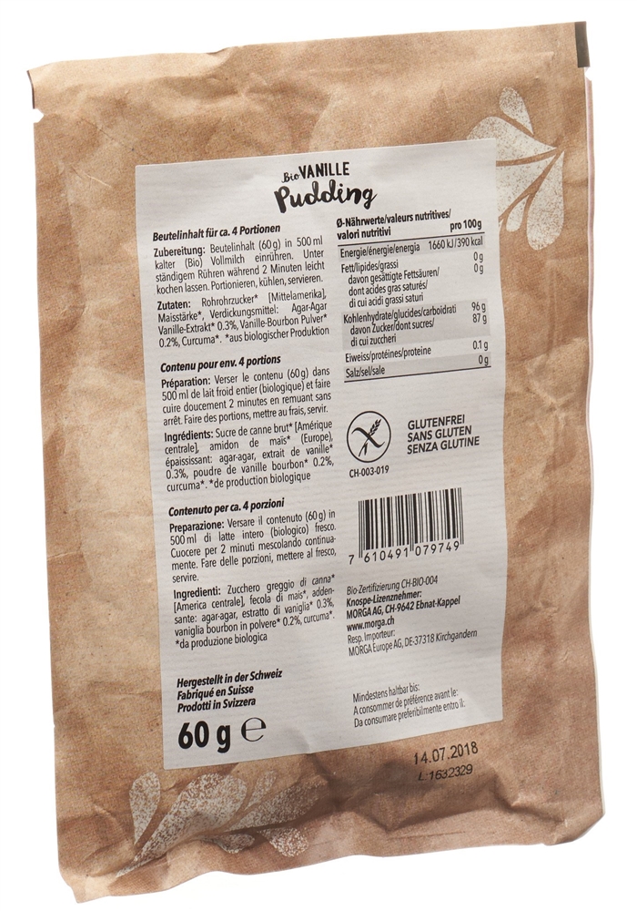 MORGA Pudding Vanille Curcuma Btl 60 g