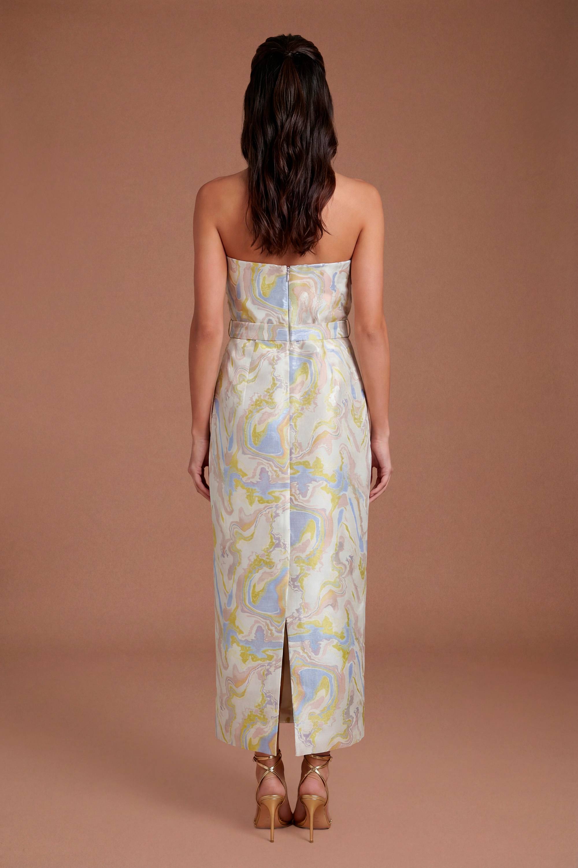 Coast Robe Crayon Bustier À Ceinture En Jacquard