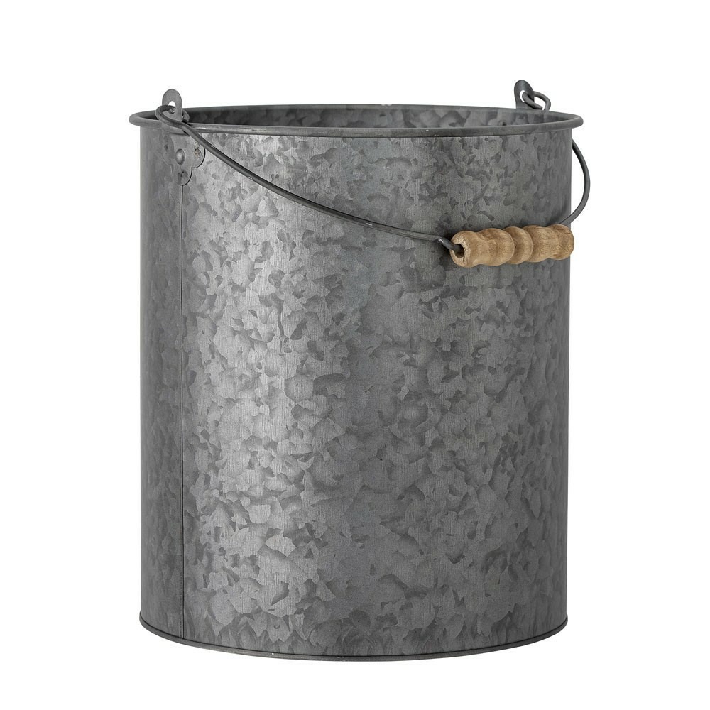 Seau rond dusan gris en métal hauteur 29,5 cm