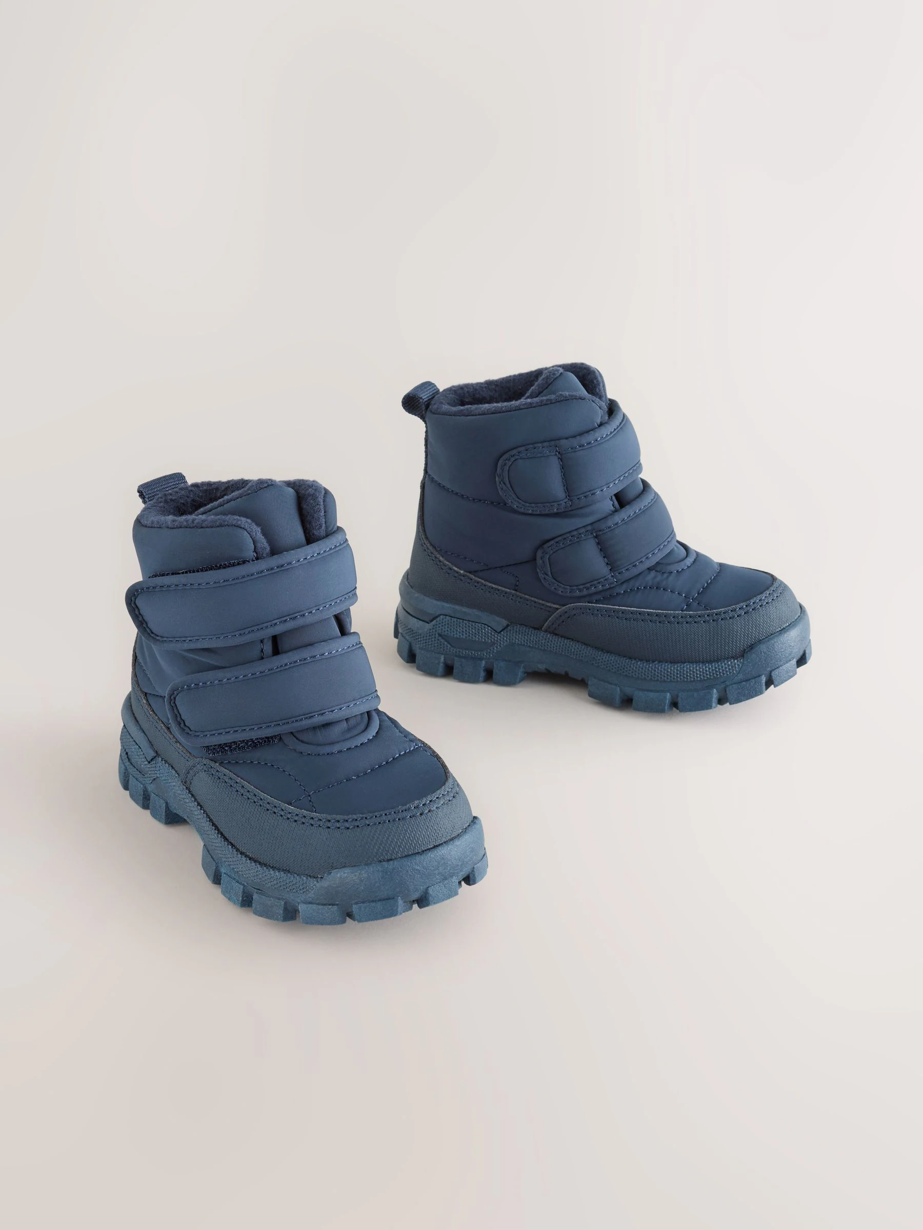Marineblauw - Gewatteerde laarzen met klittenbandsluiting