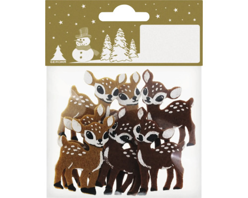 Kerstdecoratie reekalf vilt bruin 8 stuks