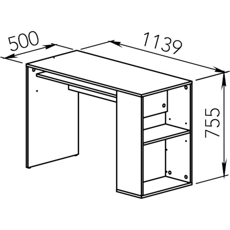 Bureau Yale 114 x 50 cm avec étagère chêne