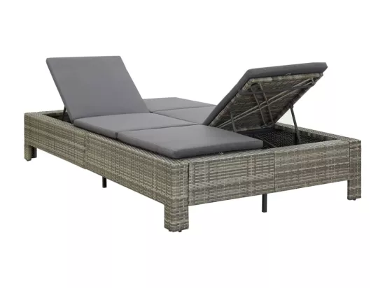 Transat à 2 places avec coussin Gris Résine tressée