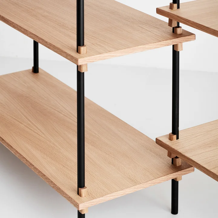 Moebe - Shelving System Low Double, Eiche geölt / warm grey