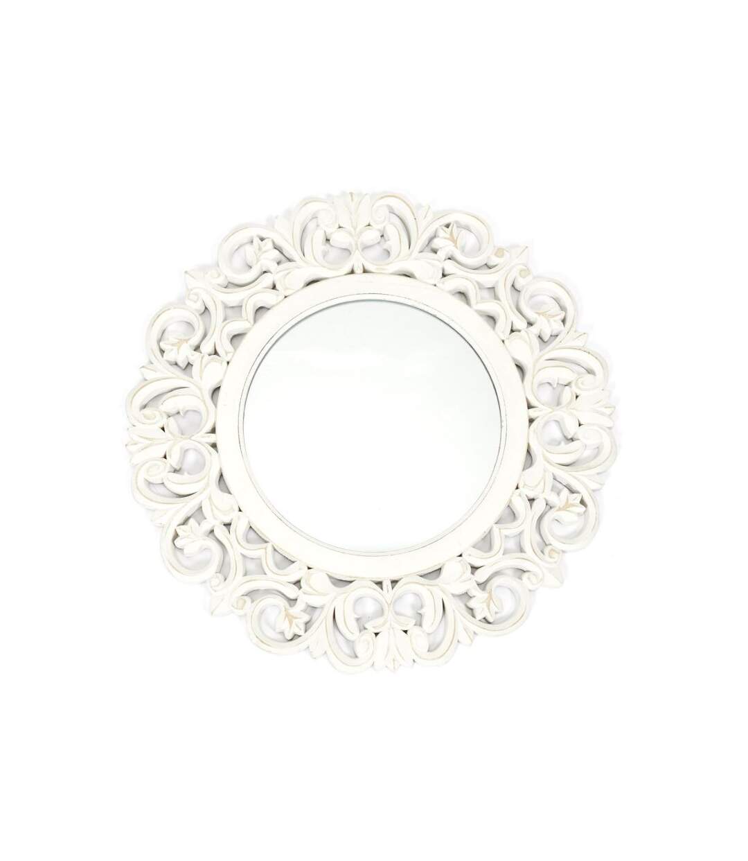 Paris Prix - Miroir Mural En Bois Sculpté charme 60cm Blanc