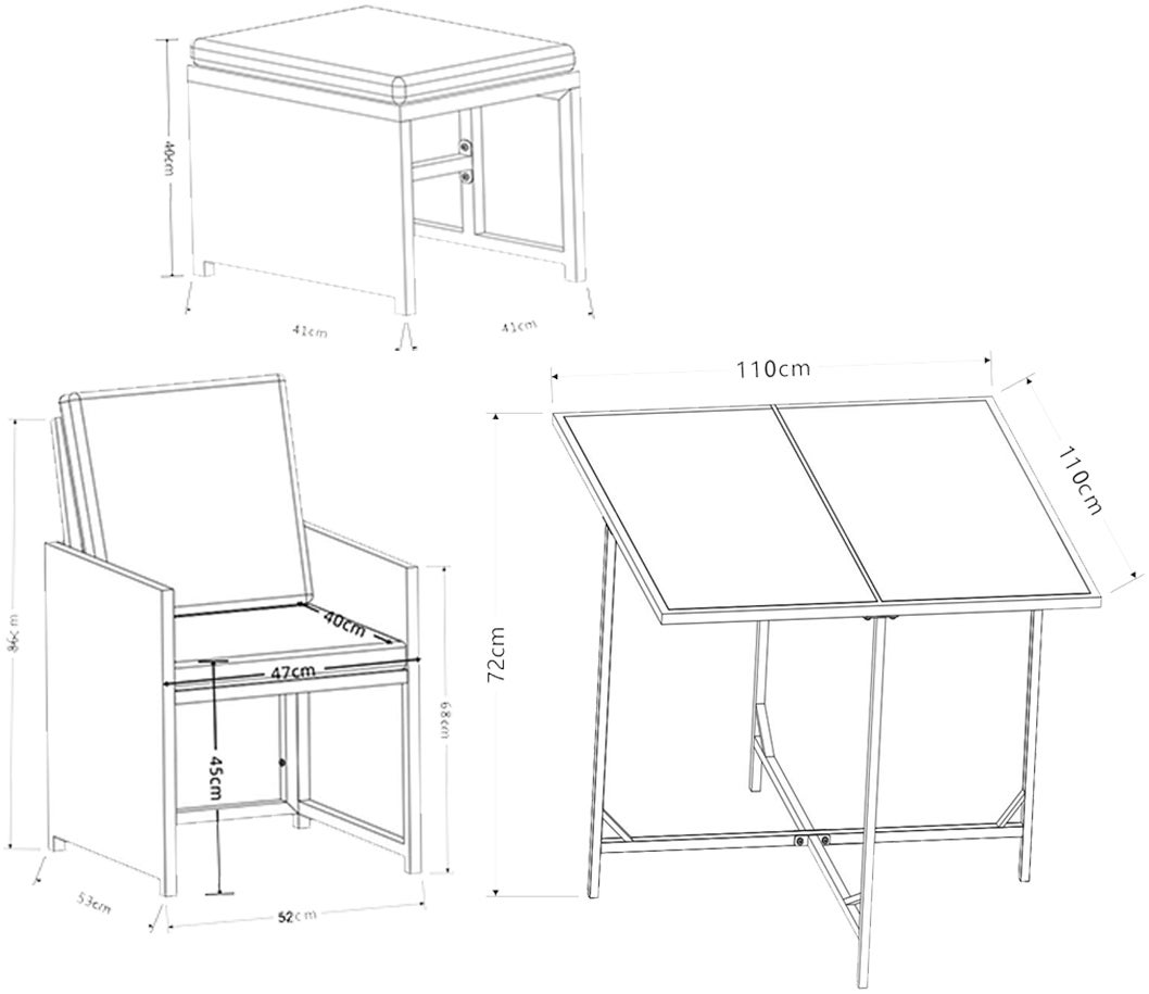 9-delige tuinmeubelset, rotan, bruin