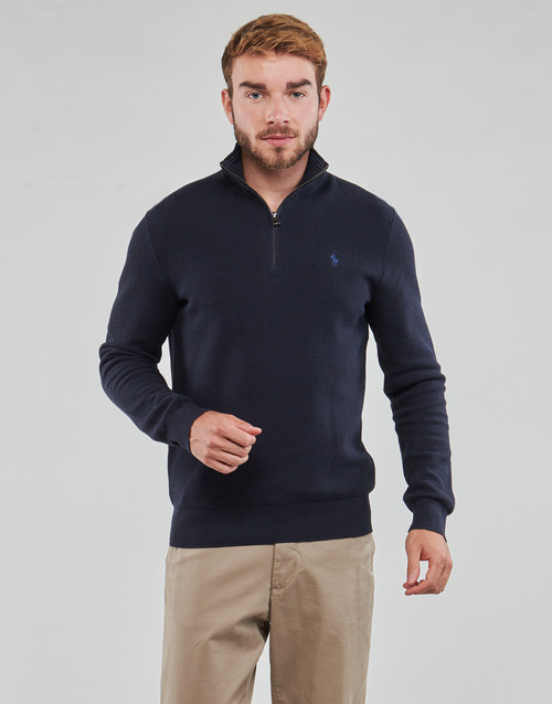 Polo Ralph Lauren - PULL DEMI ZIP EN COTON TEXTURE Marino