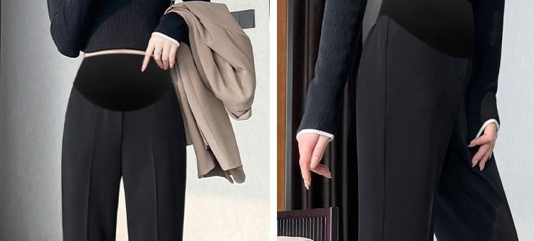 NEUF - Effen, uitlopende broek met elastische taille en split voor zwangerschap