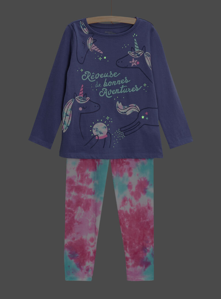 Pyjama phosphorescent animation licorne pour fille