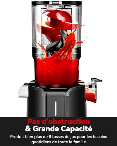 Sans Préparation Extracteur de Jus Vertical, Nettoyage Rapide Extracteur de Jus Lent, 115mm Machine a Jus de Fruit Extracteur Entiers, Facile à installer, LINKChef 1.2L, 200w, Noir : Cuisine et Maison