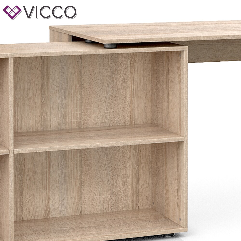 Vicco Eckschreibtisch FlexPlus Computer Bürotisch PC Schreibtisch Eiche Sonoma